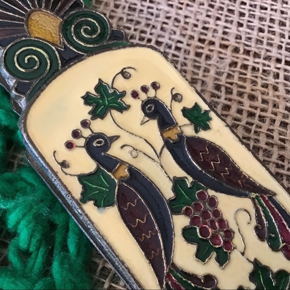 Vintage Enameled peacock desk clip. - Picture 3 of 6